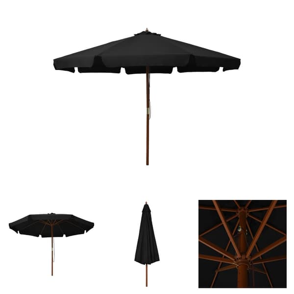 The Living Store Aurinkovarjo puurunko 330 cm musta - Päivän- & aurinkovarjot