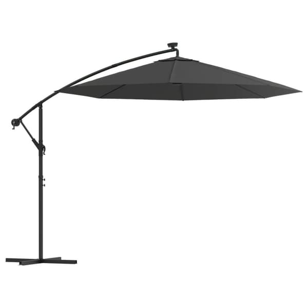 The Living Store Aurinkovarjo LED-valoilla ja teräspylväällä 300 cm antrasiitti - Päivän- & aurinkovarjot