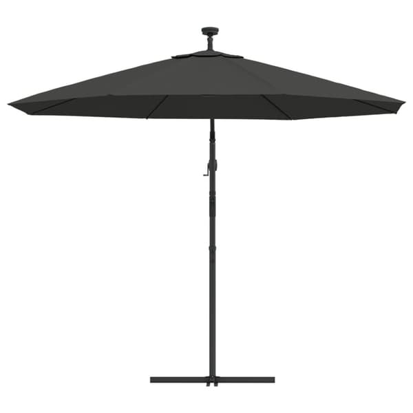 The Living Store Aurinkovarjo LED-valoilla ja teräspylväällä 300 cm antrasiitti - Päivän- & aurinkovarjot