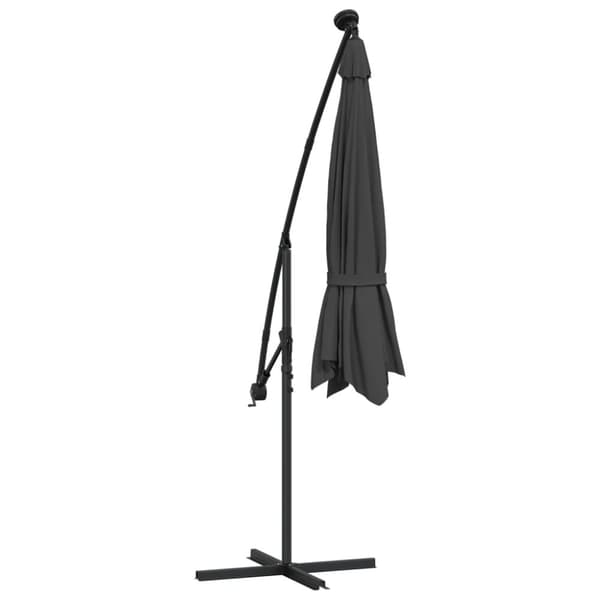 The Living Store Aurinkovarjo LED-valoilla ja teräspylväällä 300 cm antrasiitti - Päivän- & aurinkovarjot