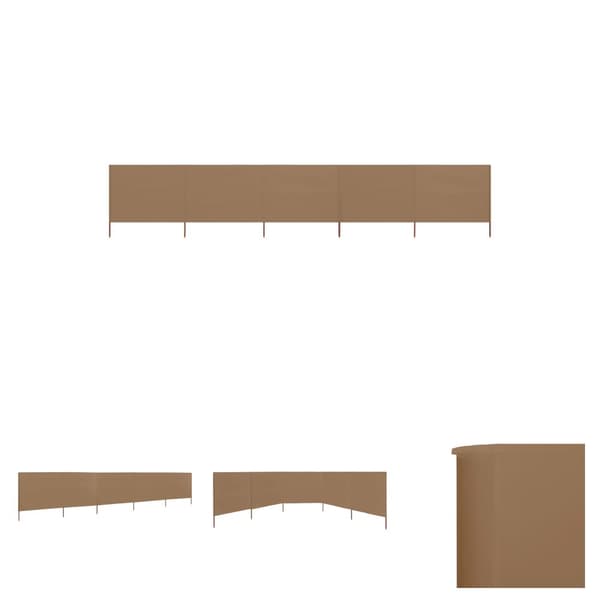 The Living Store Vindskydd 5 paneler tyg 600x160 cm taupe -  Parasoll & solskydd