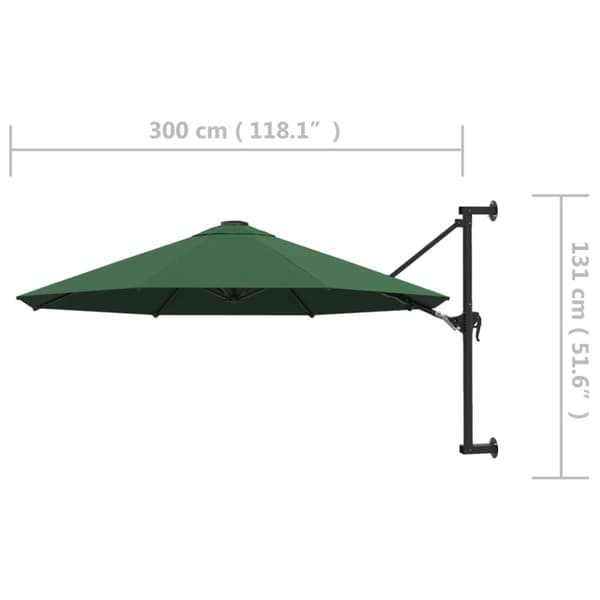 The Living Store væghængt parsol med metalstang 300 cm grøn - Parasoller og solskærme