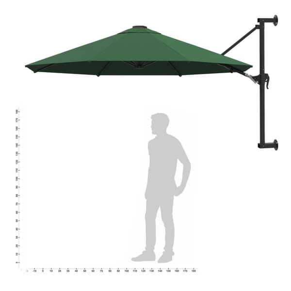 The Living Store væghængt parsol med metalstang 300 cm grøn - Parasoller og solskærme