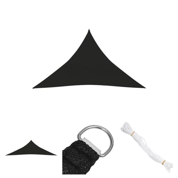 The Living Store solsejl 160 g/m² 3,5x3,5x4,9 m HDPE sort - Parasoller og solskærme