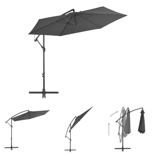 The Living Store hængeparasol med aluminiumstang 300 cm antracitgrå -  Parasoller og solskærme