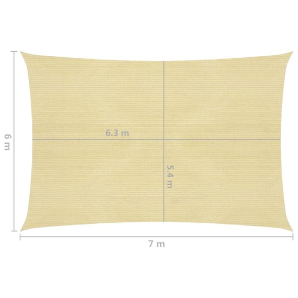 The Living Store Solsegel 160 g/m² beige 6x7 m HDPE - Parasoll & solskydd