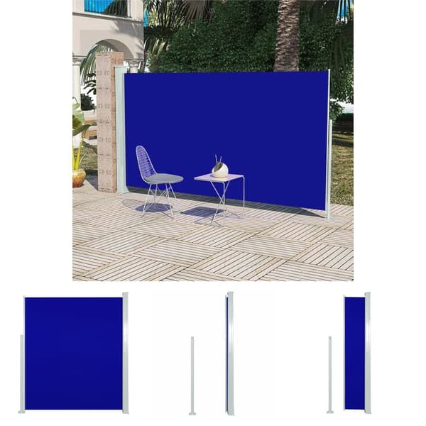 The Living Store Infällbar sidomarkis 160x300 cm blå - Parasoll & solskydd