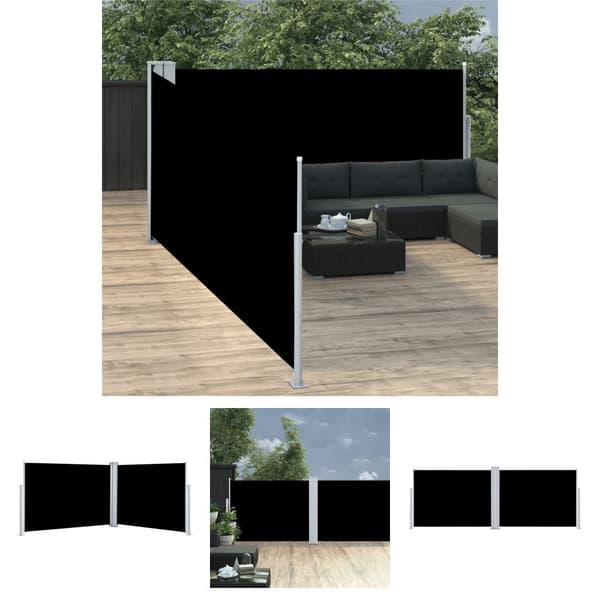 The Living Store sammenrullelig sidemarkise 100 x 1000 cm sort - Parasoller og solskærme