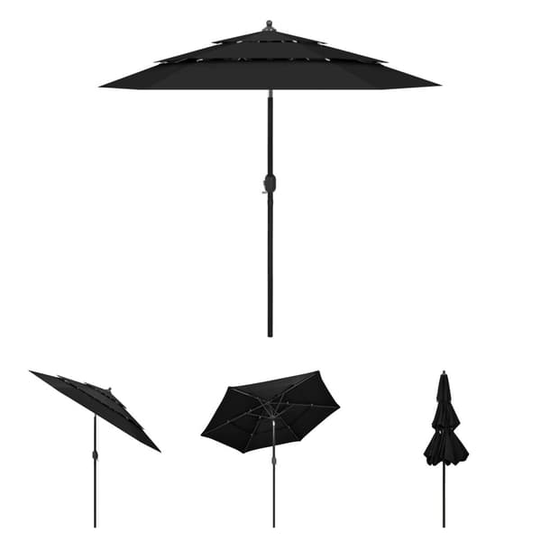 The Living Store Trädgårdsparasoll med aluminiumstång 2,5 m svart -  Parasoll & solskydd