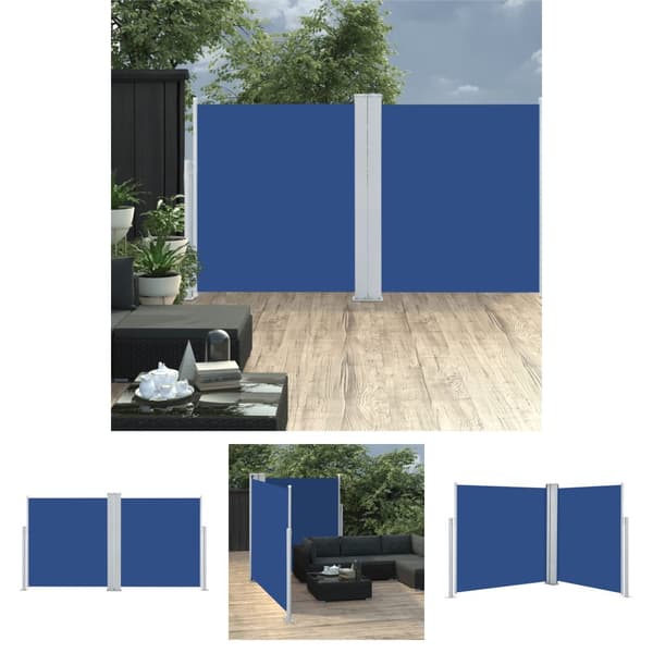 The Living Store Infällbar sidomarkis blå 160x600 cm - Parasoll & solskydd