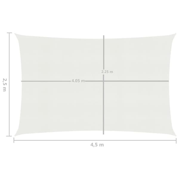The Living Store solsejl 2,5x4,5 m 160 g/m² HDPE hvid -  Parasoller og solskærme