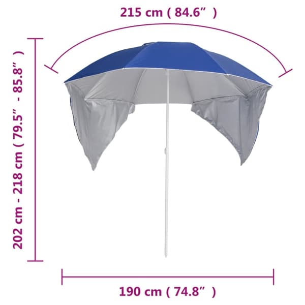 The Living Store Rantavarjo sivuseinillä sininen 215 cm - Päivän- & aurinkovarjot