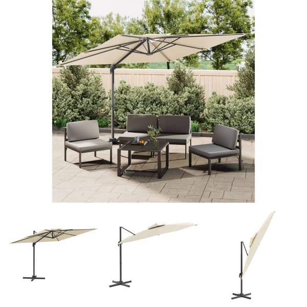 The Living Store hængeparasol med dobbelt top 300x300 cm sandhvid -  Parasoller og solskærme
