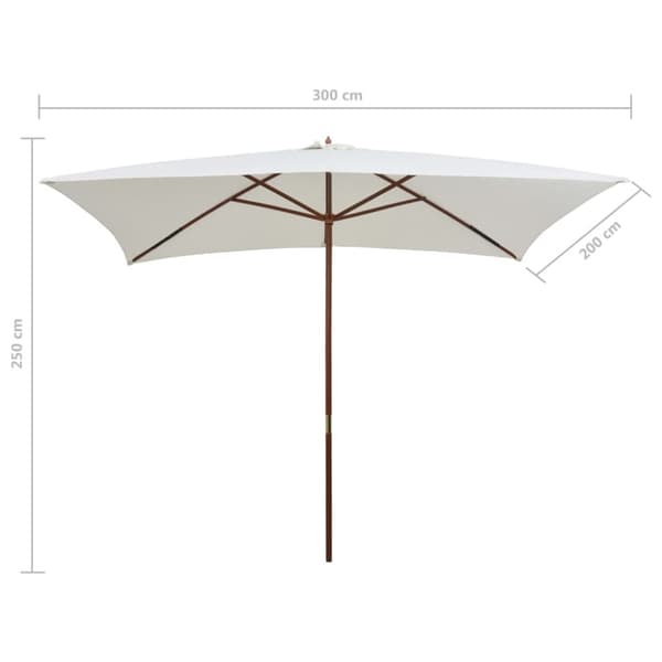 The Living Store parasol 200 x 300 cm træstang cremehvid - Parasoller og solskærme