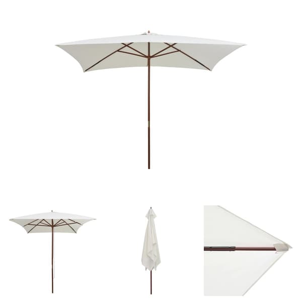 The Living Store parasol 200 x 300 cm træstang cremehvid -  Parasoller og solskærme