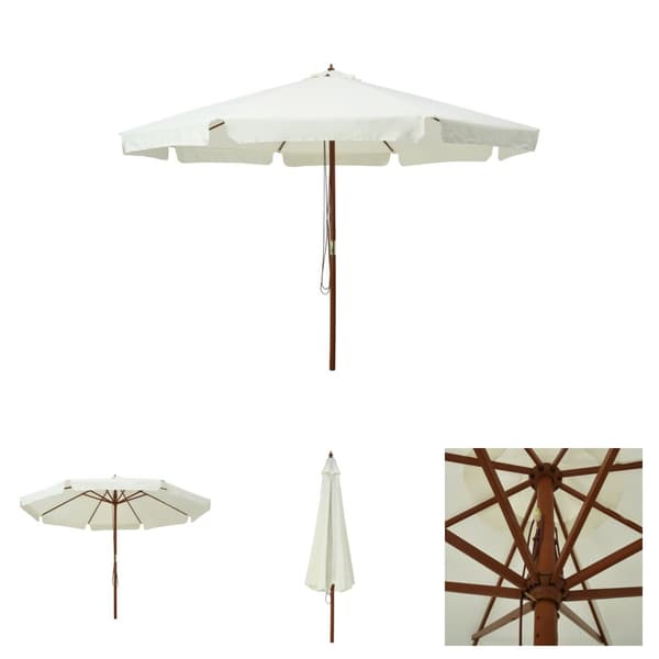 The Living Store udendørs parasol med træstang 330 cm sandhvid -  Parasoller og solskærme