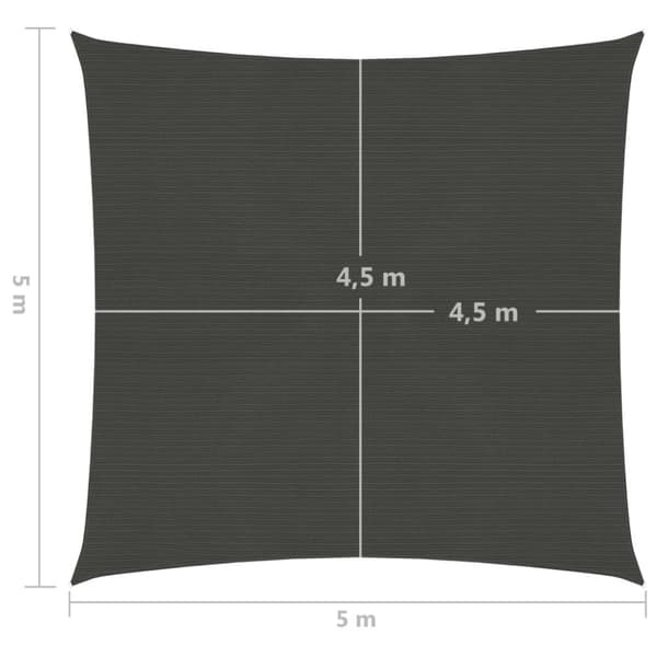 The Living Store solsejl 5x5 m 160 g/m² HDPE antracitgrå -  Parasoller og solskærme