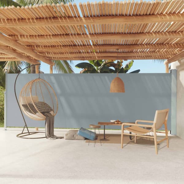 The Living Store Infällbar sidomarkis 180x600 cm grå -  Parasoll & solskydd