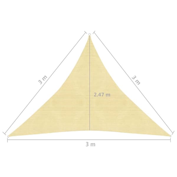 The Living Store solsejl 160 g/m² 3x3x3 m HDPE beige -  Parasoller og solskærme