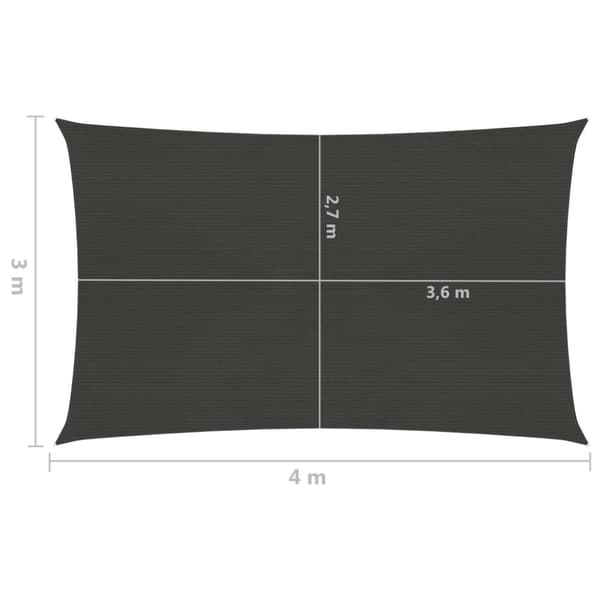 The Living Store Solsegel 160 g/m² antracit 3x4 m HDPE - Parasoll & solskydd