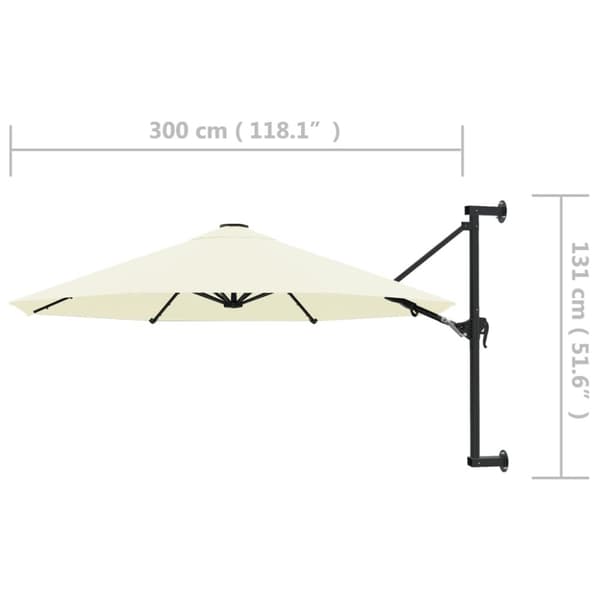 The Living Store Väggmonterat parasoll med metallstång 300 cm sand - Parasoll & solskydd