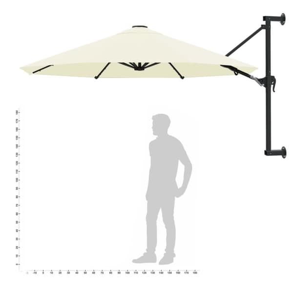 The Living Store Väggmonterat parasoll med metallstång 300 cm sand - Parasoll & solskydd