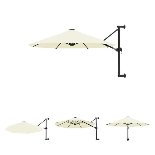 The Living Store Väggmonterat parasoll med metallstång 300 cm sand - Parasoll & solskydd