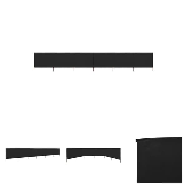 The Living Store Vindskydd 6 paneler tyg 800x160 cm svart -  Parasoll & solskydd