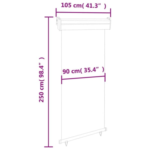 The Living Store sidemarkise til altan 105x250 cm grå -  Parasoller og solskærme
