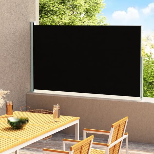 The Living Store Sisäänvedettävä terassin sivumarkiisi 180x300 cm musta - Päivän- & aurinkovarjot