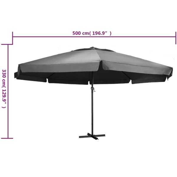 The Living Store udendørs parasol med aluminiumsstang 600 cm antracitgrå - Parasoller og solskærme