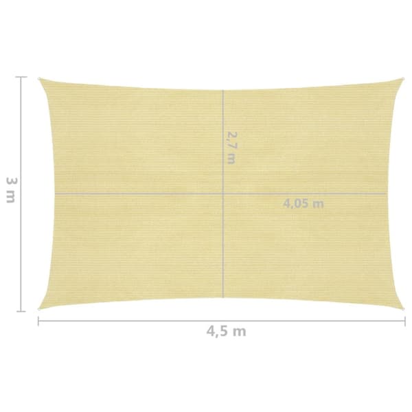 The Living Store solsejl 160 g/m² 3x4,5 m HDPE beige -  Parasoller og solskærme