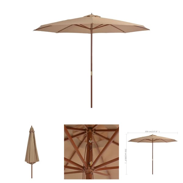The Living Store Aurinkovarjo puurunko 350 cm ruskeanharmaa -  Päivän- & aurinkovarjot