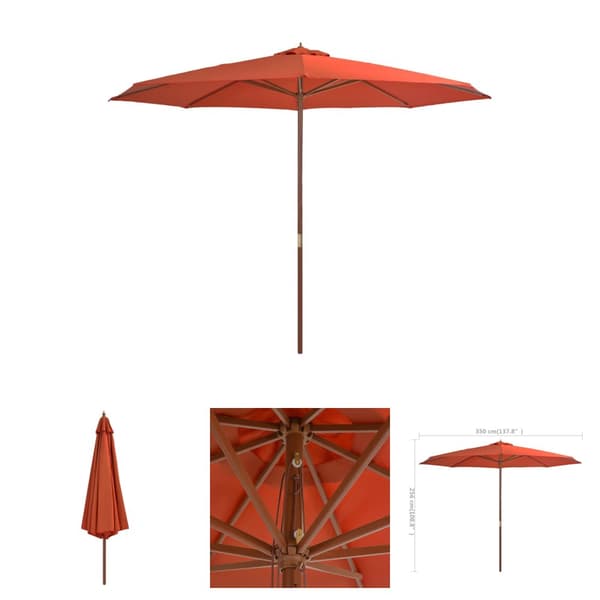 The Living Store Aurinkovarjo puurunko 350 cm terrakotta -  Päivän- & aurinkovarjot