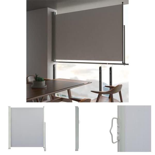 The Living Store Sisäänvedettävä terassin sivumarkiisi 160 x 300 cm harmaa -  Päivän- & aurinkovarjot