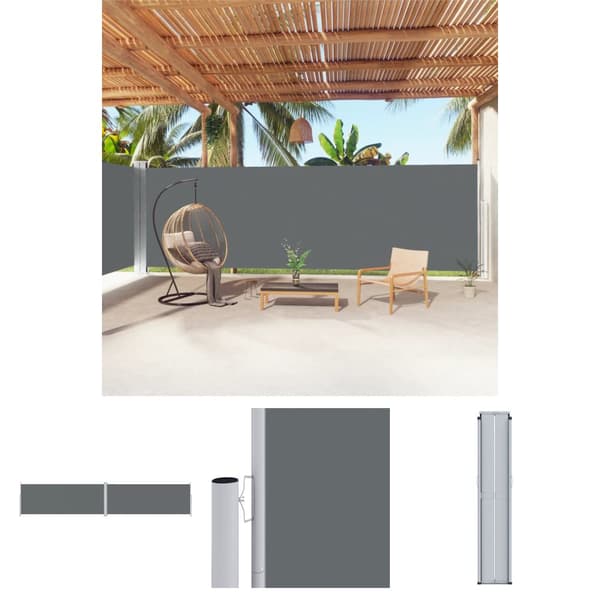 The Living Store Infällbar sidomarkis antracit 200x1000 cm - Parasoll & solskydd