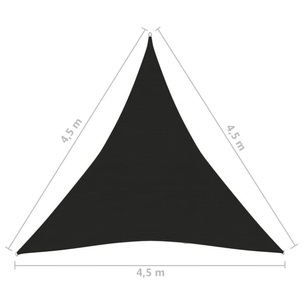 The Living Store solsejl 4,5x4,5x4,5 m 160 g/m² HDPE sort - Parasoller og solskærme