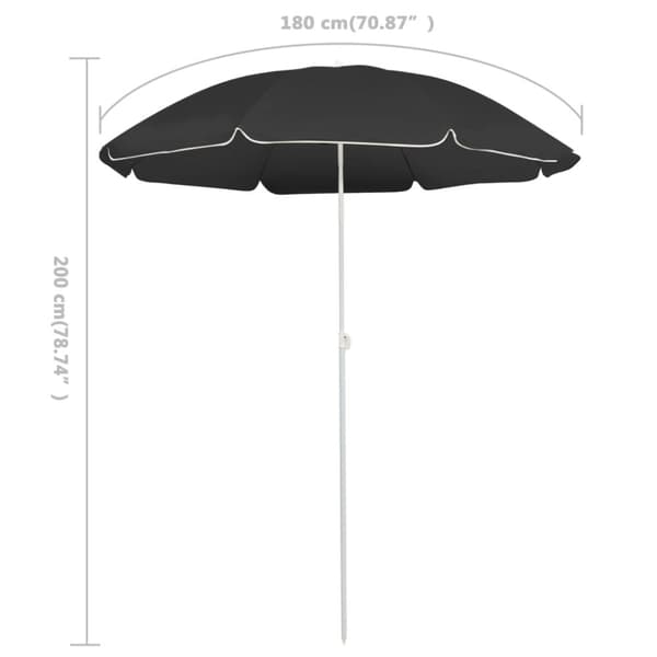 The Living Store Aurinkovarjo terästanko antrasiitti 180 cm - Päivän- & aurinkovarjot
