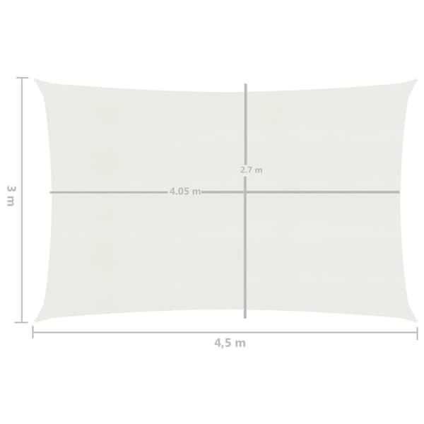 The Living Store solsejl 160 g/m² 3x4,5 m HDPE hvid - Parasoller og solskærme