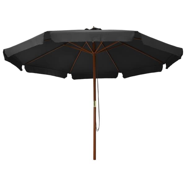 The Living Store Trädgårdsparasoll med trästång 330 cm antracit -  Parasoll & solskydd