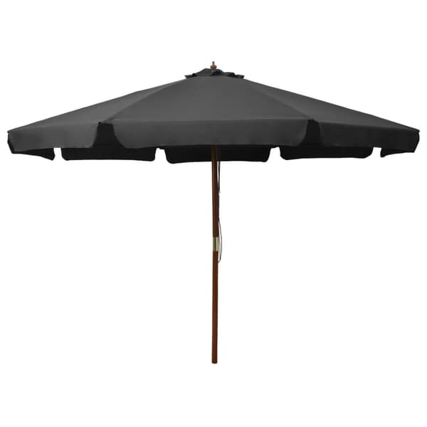 The Living Store Trädgårdsparasoll med trästång 330 cm antracit -  Parasoll & solskydd