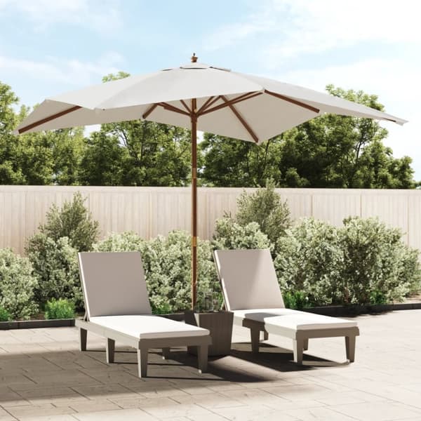 The Living Store haveparasol med træstang 300x300x273 cm sandfarvet - Parasoller og solskærme