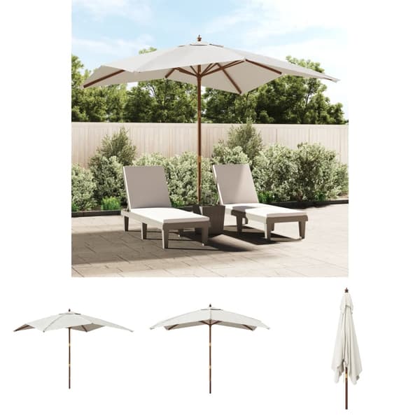 The Living Store haveparasol med træstang 300x300x273 cm sandfarvet - Parasoller og solskærme