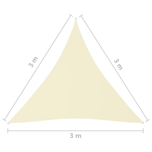 The Living Store solsejl 3x3x3 m oxfordstof trekantet cremefarvet -  Parasoller og solskærme