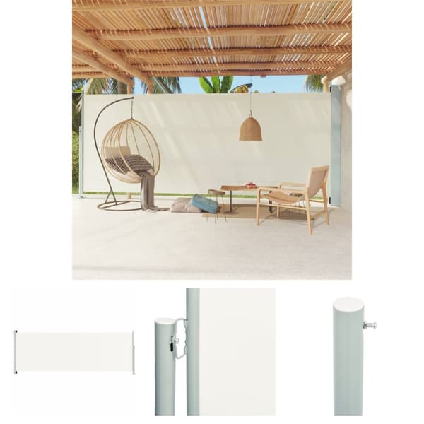 The Living Store Infällbar sidomarkis 220x600 cm gräddvit -  Parasoll & solskydd