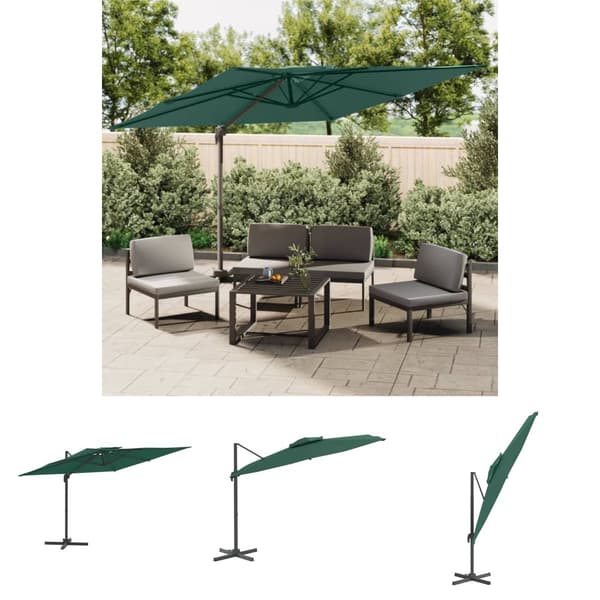 The Living Store Frihängande parasoll med ventilation grön 300x300 cm -  Parasoll & solskydd