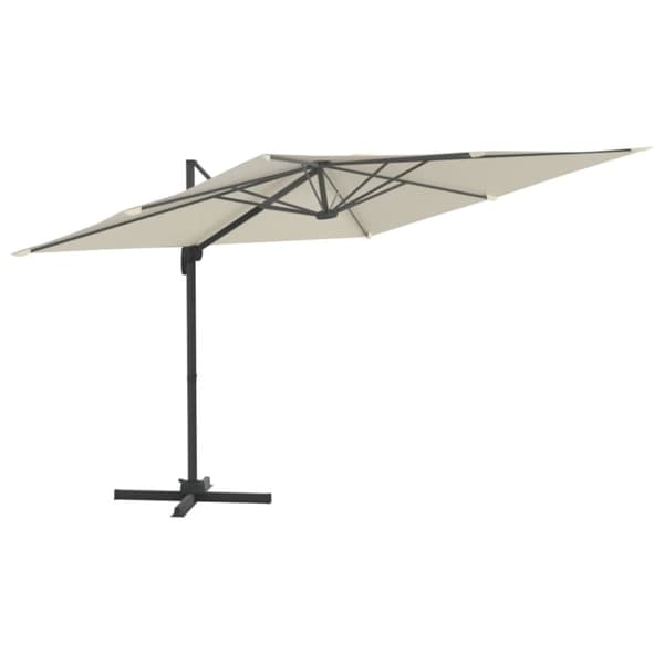 The Living Store Frihängande parasoll med aluminiumstång sandvit 300x300 cm - Parasoll & solskydd