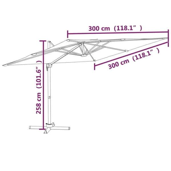 The Living Store Frihängande parasoll med aluminiumstång sandvit 300x300 cm - Parasoll & solskydd