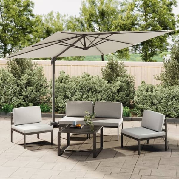 The Living Store Frihängande parasoll med aluminiumstång sandvit 300x300 cm - Parasoll & solskydd