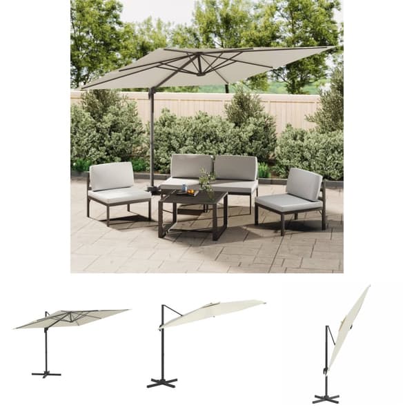 The Living Store Frihängande parasoll med aluminiumstång sandvit 300x300 cm - Parasoll & solskydd